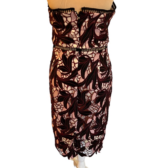 Lulus Women’s Dress Size Medium Jana Pink and Black Crochet Lace Strapless Party - Picture 10 of 15